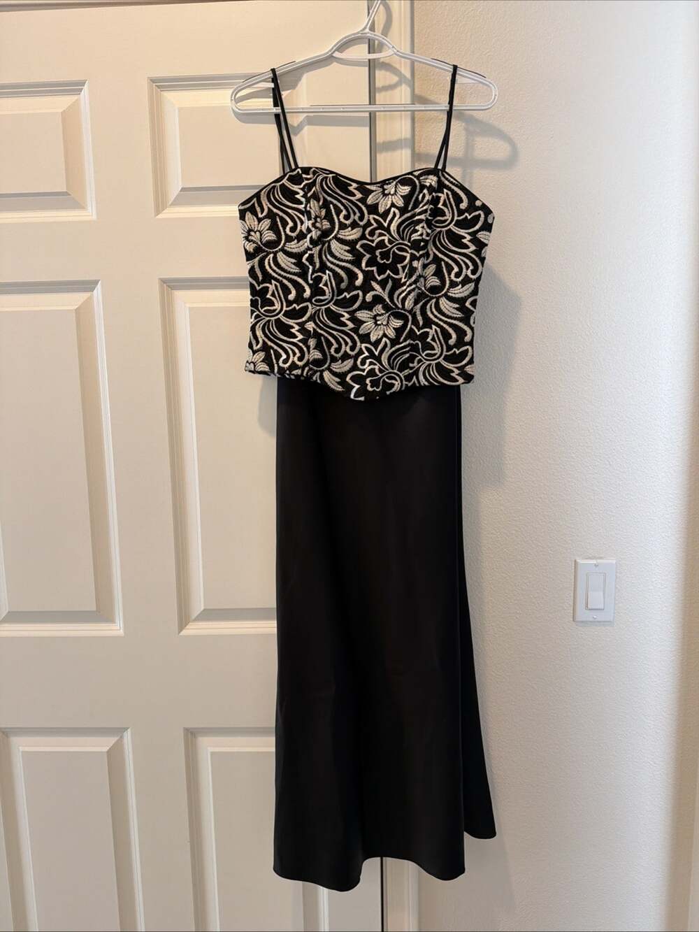 Vtg Aspeed USA 2pc Prom Dress M Black Corset Top Satin Maxi Skirt Vampy Goth